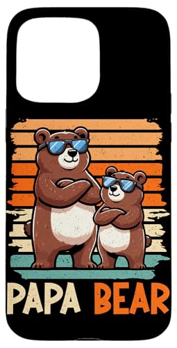 Papa Bär Papa Bear Vatertag Sohn Tochter Elternteil Retro Hülle für iPhone 15 Pro Max von Stolzer Papa Bär Liebevoller Papa Vater Daddy