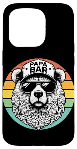 Papa Bär Papa Bear Vatertag Sohn Tochter Elternteil Retro Hülle für iPhone 15 Pro von Stolzer Papa Bär Liebevoller Papa Vater Daddy