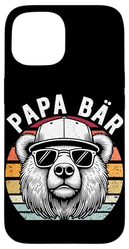Papa Bär Papa Bear Vatertag Sohn Tochter Elternteil Retro Hülle für iPhone 15 von Stolzer Papa Bär Liebevoller Papa Vater Daddy