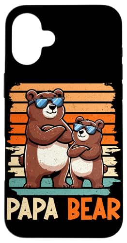 Papa Bär Papa Bear Vatertag Sohn Tochter Elternteil Retro Hülle für iPhone 16 Plus von Stolzer Papa Bär Liebevoller Papa Vater Daddy