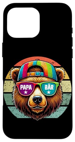 Papa Bär Papa Bear Vatertag Sohn Tochter Elternteil Retro Hülle für iPhone 16 Pro Max von Stolzer Papa Bär Liebevoller Papa Vater Daddy