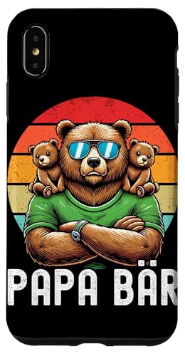 Papa Bär Papa Bear Vatertag Sohn Tochter Elternteil Retro Hülle für iPhone XS Max von Stolzer Papa Bär Liebevoller Papa Vater Daddy