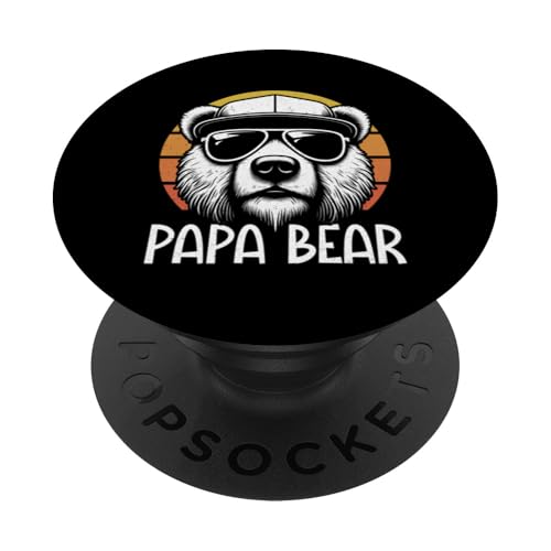 Papa Bär Papa Bear Vatertag Sohn Tochter Elternteil Retro PopSockets Klebender PopGrip von Stolzer Papa Bär Liebevoller Papa Vater Daddy
