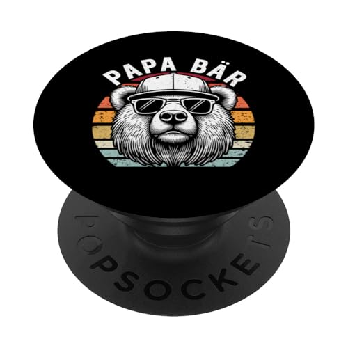 Papa Bär Papa Bear Vatertag Sohn Tochter Elternteil Retro PopSockets Klebender PopGrip von Stolzer Papa Bär Liebevoller Papa Vater Daddy