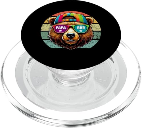 Papa Bär Papa Bear Vatertag Sohn Tochter Elternteil Retro PopSockets PopGrip für MagSafe von Stolzer Papa Bär Liebevoller Papa Vater Daddy