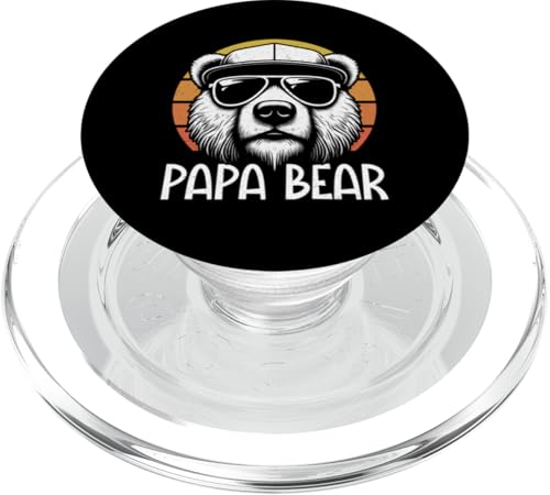 Papa Bär Papa Bear Vatertag Sohn Tochter Elternteil Retro PopSockets PopGrip für MagSafe von Stolzer Papa Bär Liebevoller Papa Vater Daddy