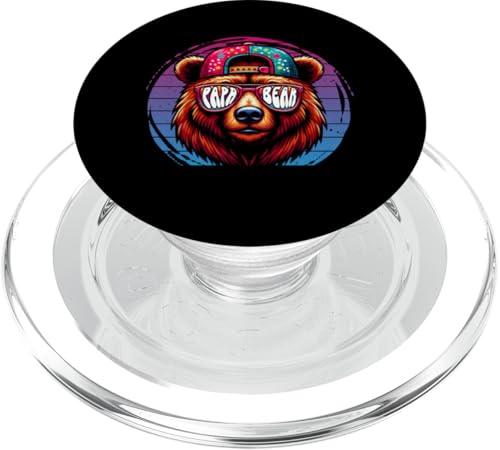 Papa Bär Papa Bear Vatertag Sohn Tochter Elternteil Retro PopSockets PopGrip für MagSafe von Stolzer Papa Bär Liebevoller Papa Vater Daddy