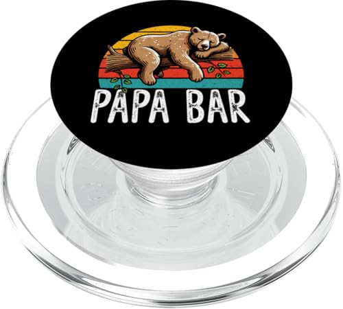 Papa Bär Papa Bear Vatertag Sohn Tochter Elternteil Retro PopSockets PopGrip für MagSafe von Stolzer Papa Bär Liebevoller Papa Vater Daddy