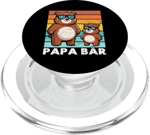 Papa Bär Papa Bear Vatertag Sohn Tochter Elternteil Retro PopSockets PopGrip für MagSafe von Stolzer Papa Bär Liebevoller Papa Vater Daddy