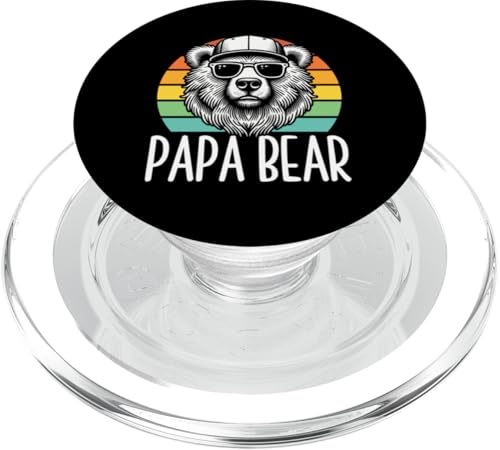 Papa Bär Papa Bear Vatertag Sohn Tochter Elternteil Retro PopSockets PopGrip für MagSafe von Stolzer Papa Bär Liebevoller Papa Vater Daddy