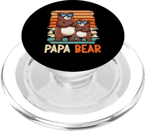 Papa Bär Papa Bear Vatertag Sohn Tochter Elternteil Retro PopSockets PopGrip für MagSafe von Stolzer Papa Bär Liebevoller Papa Vater Daddy