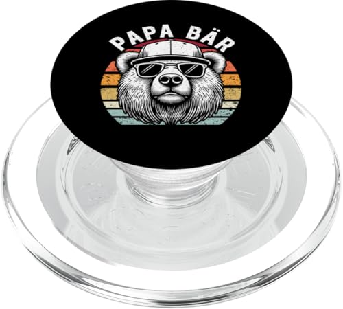 Papa Bär Papa Bear Vatertag Sohn Tochter Elternteil Retro PopSockets PopGrip für MagSafe von Stolzer Papa Bär Liebevoller Papa Vater Daddy