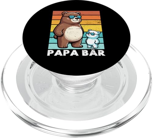 Papa Bär Papa Bear Vatertag Sohn Tochter Elternteil Retro PopSockets PopGrip für MagSafe von Stolzer Papa Bär Liebevoller Papa Vater Daddy