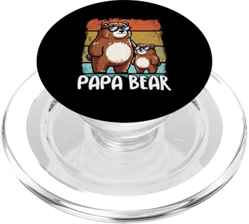 Papa Bär Papa Bear Vatertag Sohn Tochter Elternteil Retro PopSockets PopGrip für MagSafe von Stolzer Papa Bär Liebevoller Papa Vater Daddy