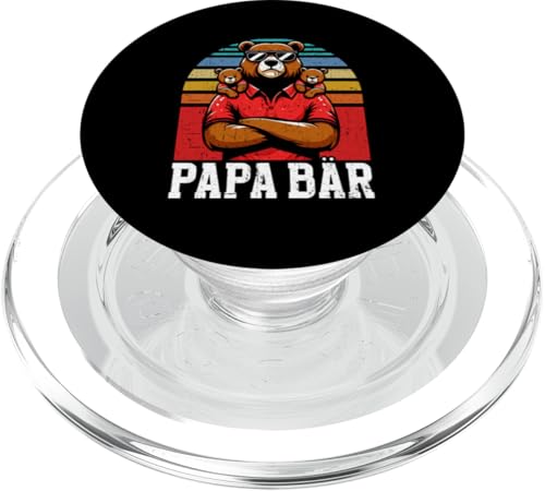 Papa Bär Papa Bear Vatertag Sohn Tochter Elternteil Retro PopSockets PopGrip für MagSafe von Stolzer Papa Bär Liebevoller Papa Vater Daddy