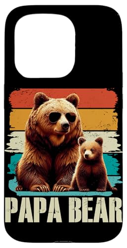 Papa Bär Papa Bear Vatertag Sohn Tochter Vaterschaft Retro Hülle für iPhone 15 Pro von Stolzer Papa Bär Liebevoller Papa Vater Daddy