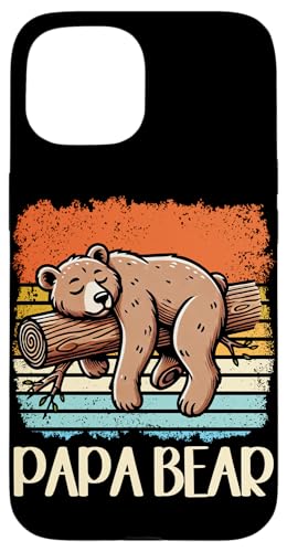 Papa Bär Papa Bear Vatertag Sohn Tochter Vaterschaft Retro Hülle für iPhone 15 von Stolzer Papa Bär Liebevoller Papa Vater Daddy