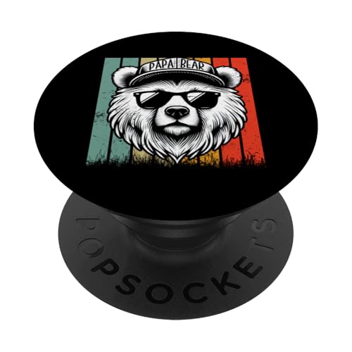 Papa Bär Papa Bear Vatertag Sohn Tochter Vaterschaft Retro PopSockets Klebender PopGrip von Stolzer Papa Bär Liebevoller Papa Vater Daddy