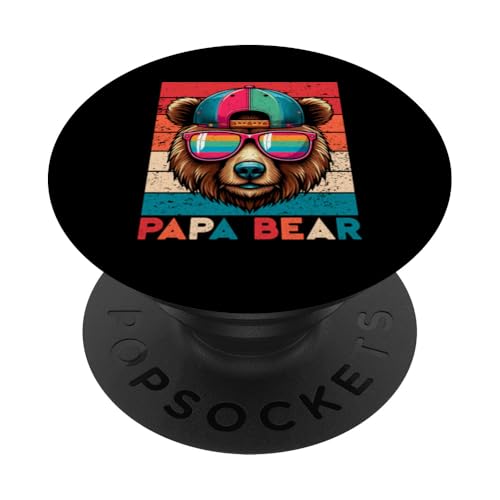 Papa Bär Papa Bear Vatertag Sohn Tochter Vaterschaft Retro PopSockets Klebender PopGrip von Stolzer Papa Bär Liebevoller Papa Vater Daddy