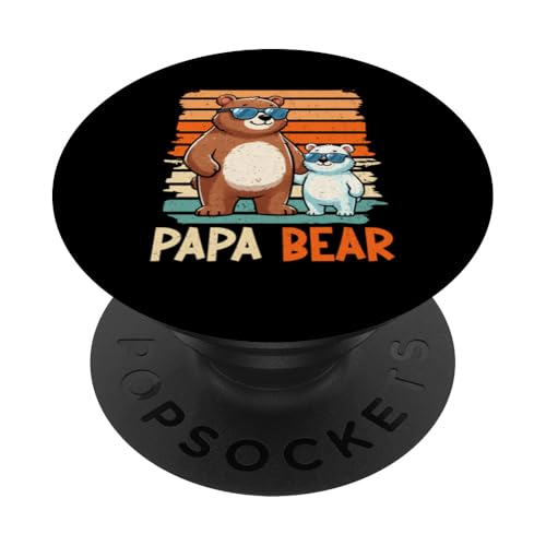 Papa Bär Papa Bear Vatertag Sohn Tochter Vaterschaft Retro PopSockets Klebender PopGrip von Stolzer Papa Bär Liebevoller Papa Vater Daddy