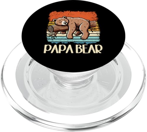 Papa Bär Papa Bear Vatertag Sohn Tochter Vaterschaft Retro PopSockets PopGrip für MagSafe von Stolzer Papa Bär Liebevoller Papa Vater Daddy