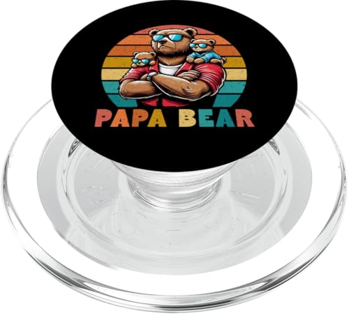 Papa Bär Papa Bear Vatertag Sohn Tochter Vaterschaft Retro PopSockets PopGrip für MagSafe von Stolzer Papa Bär Liebevoller Papa Vater Daddy