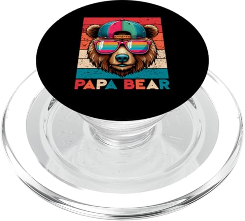 Papa Bär Papa Bear Vatertag Sohn Tochter Vaterschaft Retro PopSockets PopGrip für MagSafe von Stolzer Papa Bär Liebevoller Papa Vater Daddy