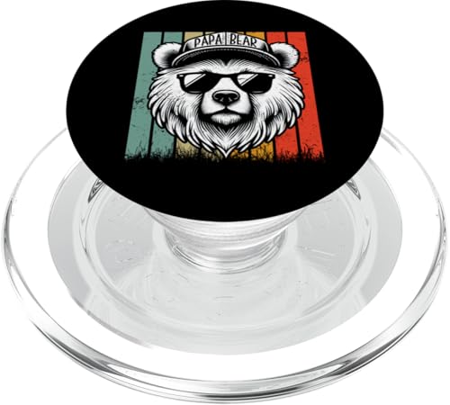Papa Bär Papa Bear Vatertag Sohn Tochter Vaterschaft Retro PopSockets PopGrip für MagSafe von Stolzer Papa Bär Liebevoller Papa Vater Daddy