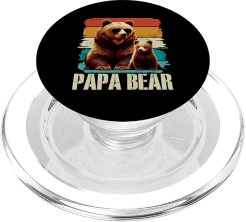 Papa Bär Papa Bear Vatertag Sohn Tochter Vaterschaft Retro PopSockets PopGrip für MagSafe von Stolzer Papa Bär Liebevoller Papa Vater Daddy