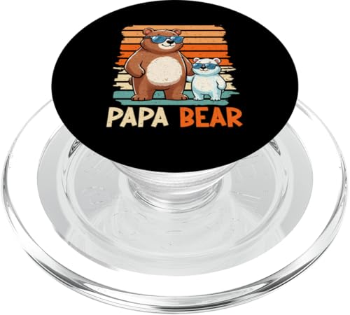 Papa Bär Papa Bear Vatertag Sohn Tochter Vaterschaft Retro PopSockets PopGrip für MagSafe von Stolzer Papa Bär Liebevoller Papa Vater Daddy