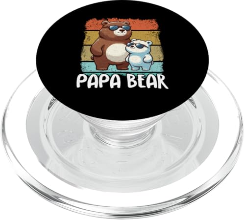 Papa Bär Papa Bear Vatertag Sohn Tochter Vaterschaft Retro PopSockets PopGrip für MagSafe von Stolzer Papa Bär Liebevoller Papa Vater Daddy
