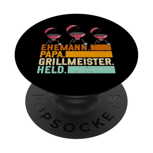 Ehemann Papa Grillmeister Held Grill Grillen Vatertag BBQ PopSockets Klebender PopGrip von Stolzer Papa Grill Liebender Vater Daddy
