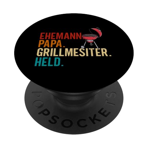 Ehemann Papa Grillmeister Held Grillen BBQ Vatertag Männer PopSockets Klebender PopGrip von Stolzer Papa Grill Liebender Vater Daddy