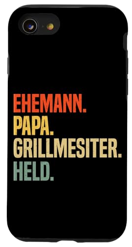 Ehemann Papa Grillmesiter Held Retro Vatertag Grillen Hülle für iPhone SE (2020) / 7 / 8 von Stolzer Papa Grill Liebender Vater Daddy