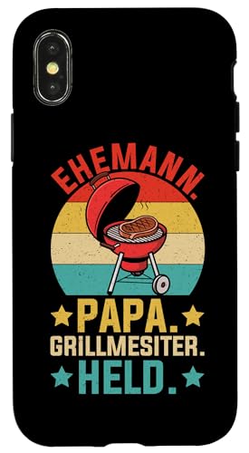 Ehemann Papa Grillmesiter Held Retro Vatertag Grillen Hülle für iPhone X/XS von Stolzer Papa Grill Liebender Vater Daddy