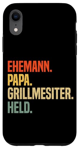 Ehemann Papa Grillmesiter Held Retro Vatertag Grillen Hülle für iPhone XR von Stolzer Papa Grill Liebender Vater Daddy