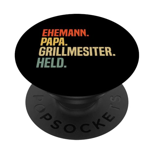 Ehemann Papa Grillmesiter Held Retro Vatertag Grillen PopSockets Klebender PopGrip von Stolzer Papa Grill Liebender Vater Daddy