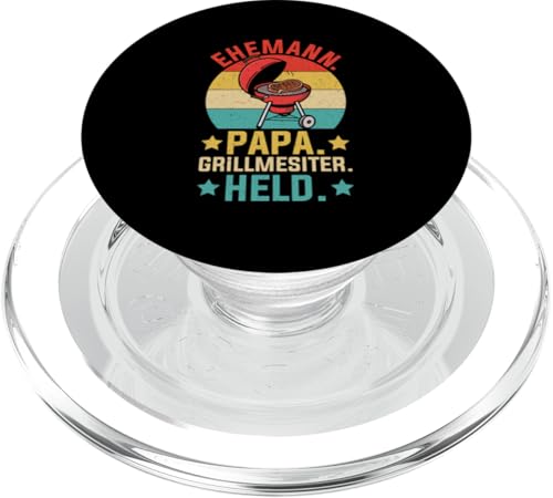 Ehemann Papa Grillmesiter Held Retro Vatertag Grillen PopSockets PopGrip für MagSafe von Stolzer Papa Grill Liebender Vater Daddy