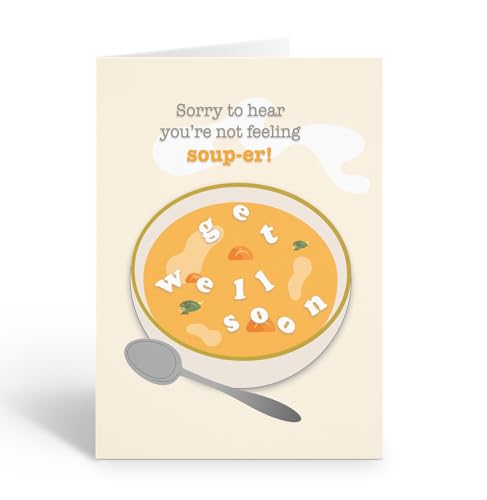 Stonehouse Collection Get Well Soon Grußkarte, Feel Better Grußkarte, 12,7 x 17,8 cm, Einzelkarte (nicht Feeling Soup-er) von Stonehouse Collection