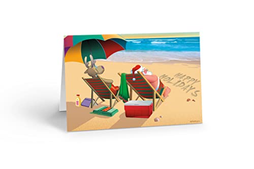 Stonehouse Collection | Weihnachtskarte für Strandurlaub | USA hergestellt | 18 Strand-Weihnachtskarten und Umschläge von Stonehouse Collection