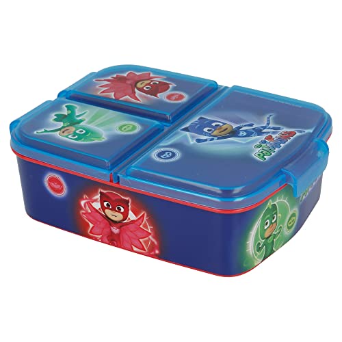 Stor Pj Masks Sandwichmaker mit 3 Fächern für Kinder, Lunchbox für Kinder, Snackbox, dekoriert von Stor