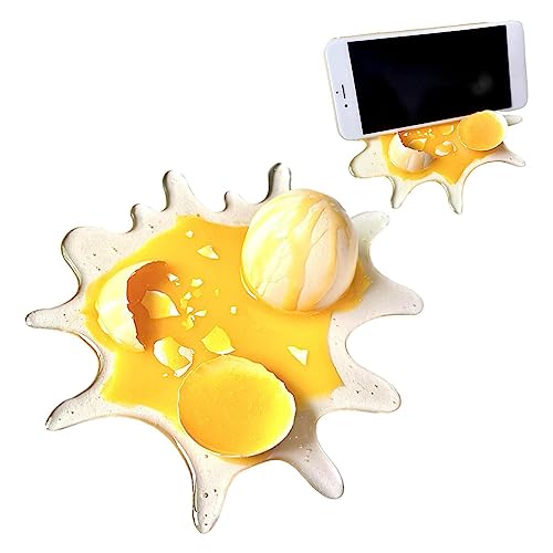 Handyständer Zerbrochenes Ei | 1/2 Stück Handyhalterung Tisch | Neuartige Simulations Ei Handyhalter Schreibtisch Deko | Lustige Eier Handy Halter Ständer Room Decor Streichgeschenke für Freunde von Storaffy