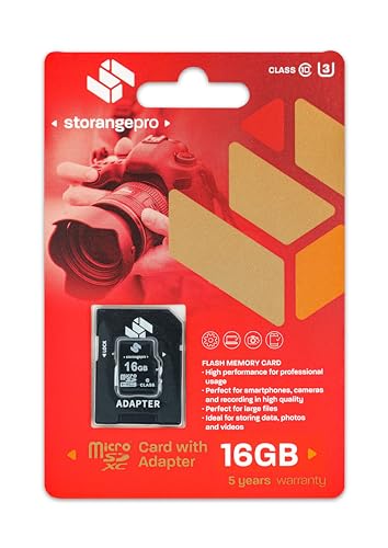STORANGEPRO 16GB Class 10, SDHC, UHS-1, Micro SD-Karte + Adapter von Storange