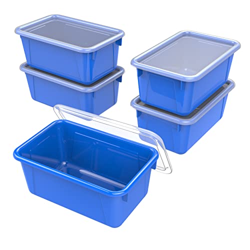 Storex Kleiner Mülleimer mit Deckel, 31 x 19,8 x 13 cm, Klassenzimmer, Blau, 6 Stück (62408U06C) von Storex