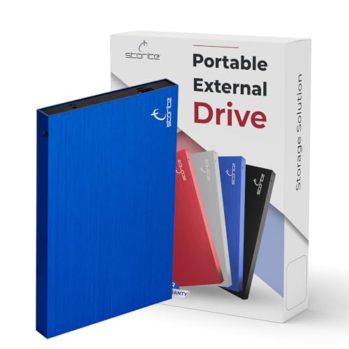 Storite 2,5 Zoll Ultra Slim Tragbare Externe Festplatte USB 2.0 mit 1 TB Speichererweiterung HDD Backup Storage, Schnelle Datenübertragung, Festplattenkompatibel mit MAC/PC/Laptop/Desktop (Blau) von Storite