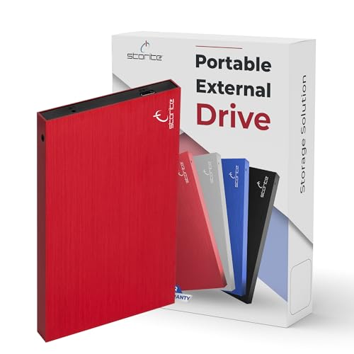 Storite 2,5 Zoll Ultra Slim Tragbare Externe Festplatte USB 2.0 mit 120 GB Speichererweiterung HDD Backup Storage, Schnelle Datenübertragung, Festplattenkompatibel mit MAC/PC/Laptop/Desktop (Rot) von Storite