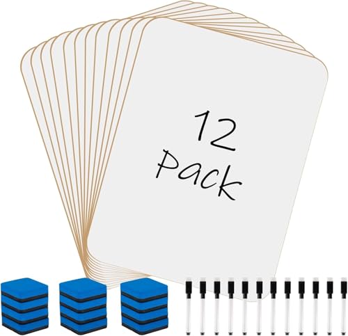 Whiteboards, A4, trocken abwischbar, doppelseitig, tragbar, für Studenten, Lehrer, Schule, Klassenzimmer, inklusive 6 Markern und 6 Radiergummis, 12 Stück Whiteboards, A4, trocken abwischbar, doppelseitig, tragbar, für Studenten, Lehrer, Schule, Klassenzimmer, inklusive 6 Markern und 6 Radiergummis, 12 Stück von Stormshopping