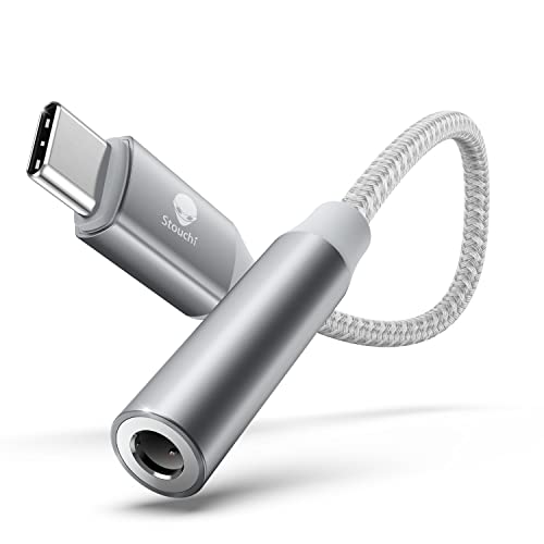 Adapter USB C auf Klinke,Stouchi USB Typ C auf 3,5 mm Kopfhörer Adapter Aux Audio Dongle,HiRes DAC Chip,Kompatibel mit Samsung Galaxy S23 S22 S21 Ultra Note 20 S10,Pixel 7,Pad Mini 6,Huawei P50 Silber von Stouchi