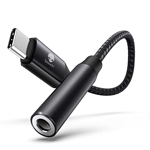 Adapter USB C auf Klinke,Stouchi USB Typ C auf 3,5 mm Kopfhörer Adapter Aux Audio Dongle,HiRes DAC Chip,Kompatibel mit i-Phone 15 Pro/Max,Samsung Galaxy S23 S22 Note20,Pixel 7,Pad Mini,Huawei Schwarz von Stouchi