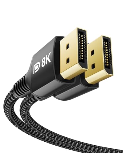 DisplayPort Kabel 1.4 240Hz Stouchi 2M/6.6FT DP1.4 Unterstützung 8K@60Hz 4K@60Hz/144Hz/120Hz 5K@60Hz/120Hz 2K@165Hz/240Hz FreeSync G-Sync 32.4Gbit/s HDR10 Display Port kabel für Gaming Monitor-Schwarz von Stouchi